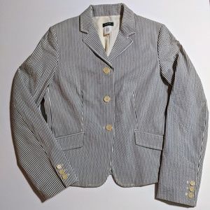 J. Crew Cream White & Blue Seersucker Blazer Sz 8